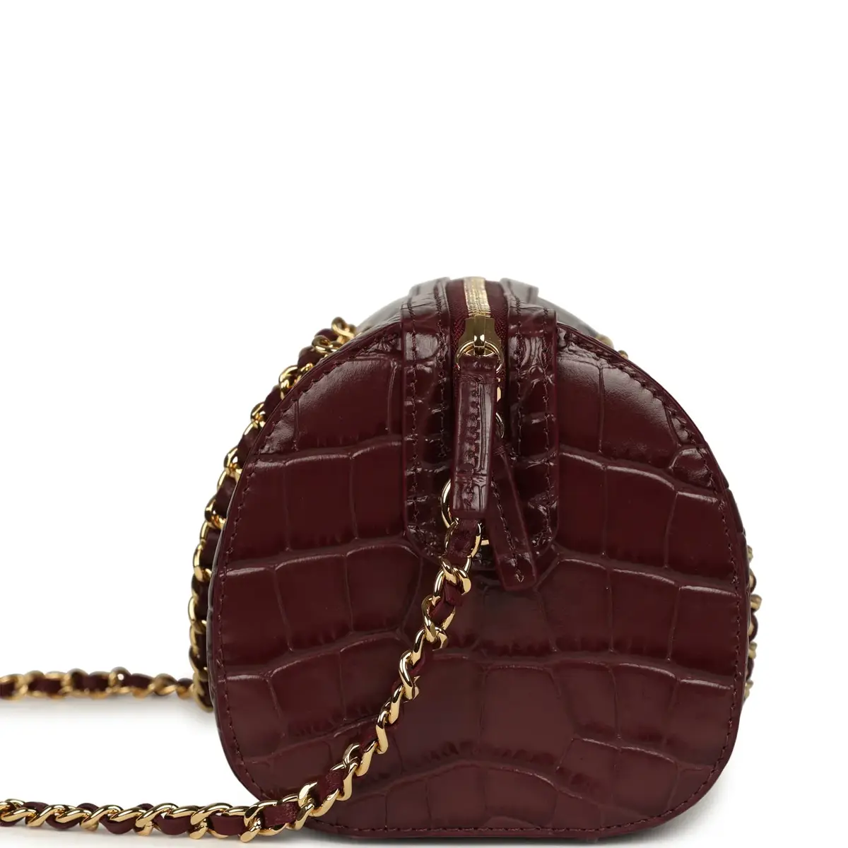 Chanel Chanel Mini Timeless Classic Barrel Bag with Chain Dark Burgundy Croco Embossed Calfskin Gold Hardware | Thumbnail 3 Chanel Chanel Mini Timeless Classic Barrel Bag with Chain Dark Burgundy Croco Embossed Calfskin Gold Hardware | Thumbnail 3