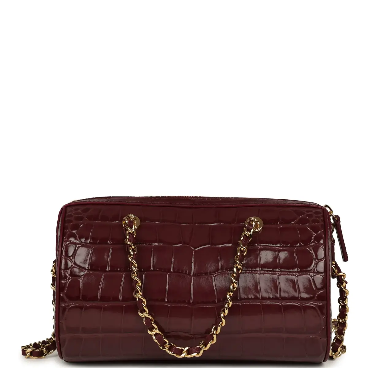 Chanel Chanel Mini Timeless Classic Barrel Bag with Chain Dark Burgundy Croco Embossed Calfskin Gold Hardware | Thumbnail 4 Chanel Chanel Mini Timeless Classic Barrel Bag with Chain Dark Burgundy Croco Embossed Calfskin Gold Hardware | Thumbnail 4