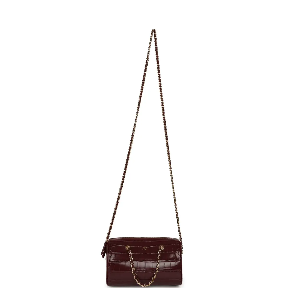 Chanel Chanel Mini Timeless Classic Barrel Bag with Chain Dark Burgundy Croco Embossed Calfskin Gold Hardware | Thumbnail 7 Chanel Chanel Mini Timeless Classic Barrel Bag with Chain Dark Burgundy Croco Embossed Calfskin Gold Hardware | Thumbnail 7