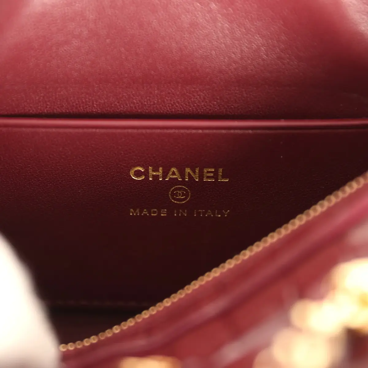 Chanel Chanel Mini Timeless Classic Barrel Bag with Chain Dark Burgundy Croco Embossed Calfskin Gold Hardware | Thumbnail 9 Chanel Chanel Mini Timeless Classic Barrel Bag with Chain Dark Burgundy Croco Embossed Calfskin Gold Hardware | Thumbnail 9