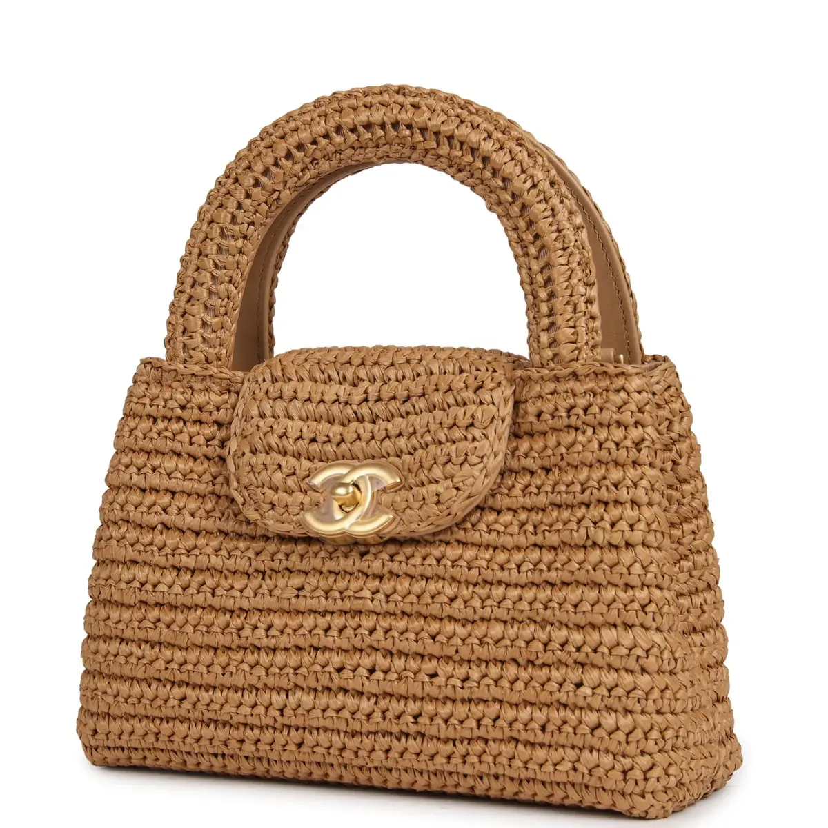 Chanel Chanel Small Kelly Dark Beige Raffia Brushed Gold Hardware | Thumbnail 5 Chanel Chanel Small Kelly Dark Beige Raffia Brushed Gold Hardware | Thumbnail 5