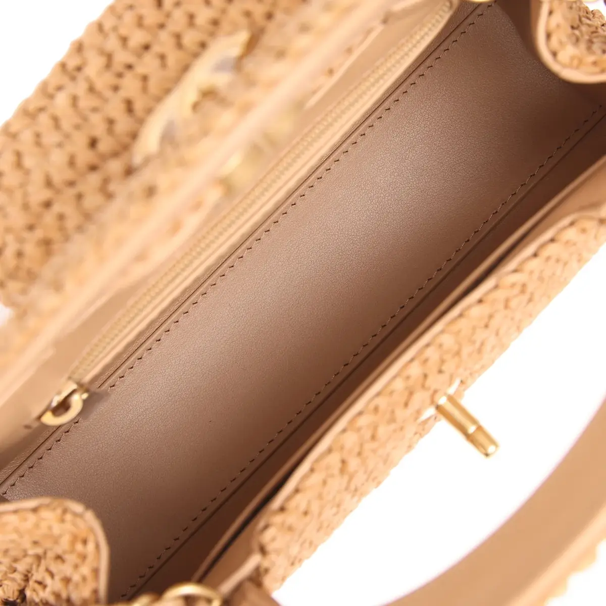 Chanel Chanel Small Kelly Dark Beige Raffia Brushed Gold Hardware | Thumbnail 9 Chanel Chanel Small Kelly Dark Beige Raffia Brushed Gold Hardware | Thumbnail 9
