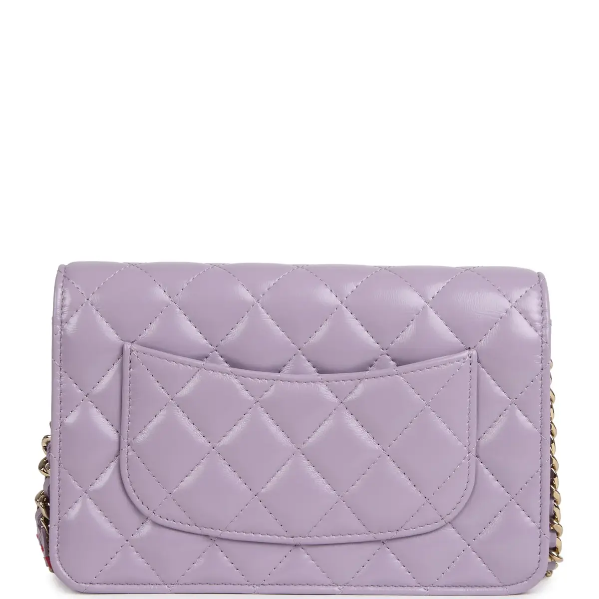 Chanel Chanel Wallet On Chain WOC Light Purple Shiny Lambskin Light Gold Hardware | Thumbnail 4 Chanel Chanel Wallet On Chain WOC Light Purple Shiny Lambskin Light Gold Hardware | Thumbnail 4