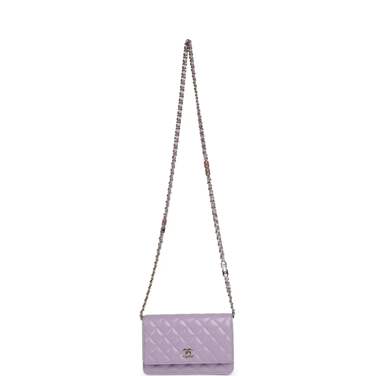 Chanel Chanel Wallet On Chain WOC Light Purple Shiny Lambskin Light Gold Hardware | Thumbnail 7 Chanel Chanel Wallet On Chain WOC Light Purple Shiny Lambskin Light Gold Hardware | Thumbnail 7