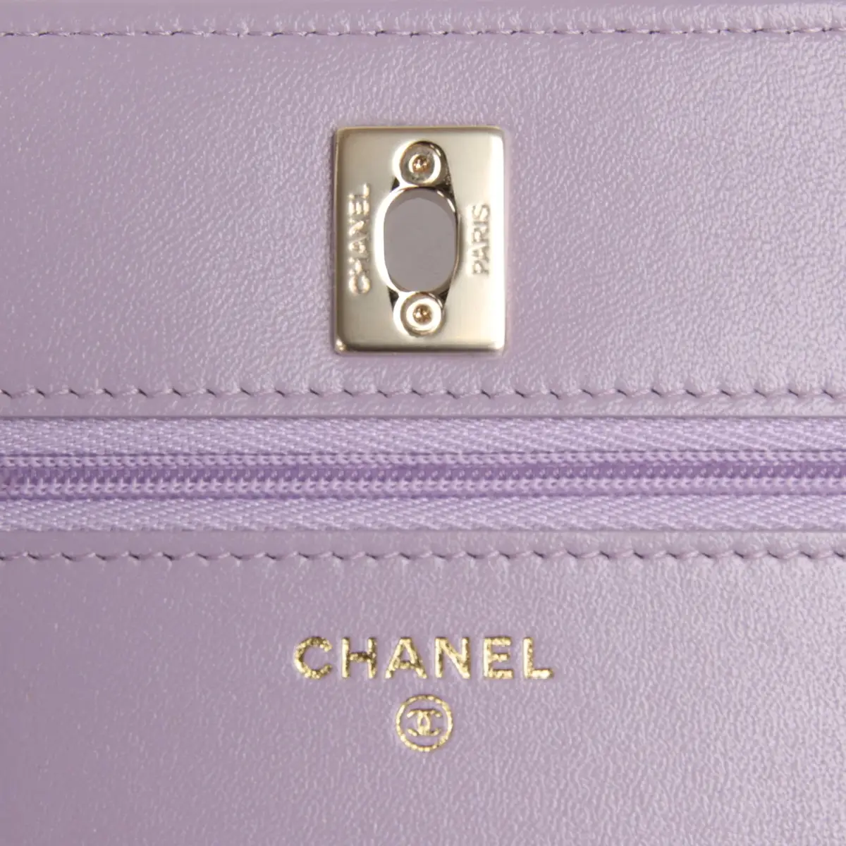 Chanel Chanel Wallet On Chain WOC Light Purple Shiny Lambskin Light Gold Hardware | Thumbnail 9 Chanel Chanel Wallet On Chain WOC Light Purple Shiny Lambskin Light Gold Hardware | Thumbnail 9