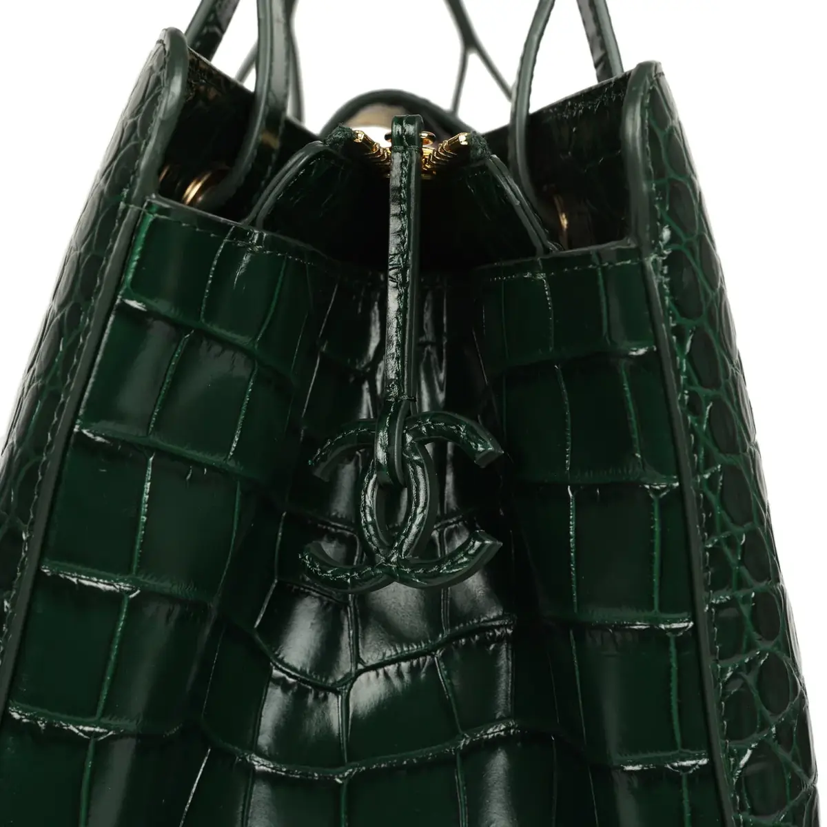 Chanel Chanel XXL "It Girl" Shopping Tote Dark Green Croc Embossed Calfskin Gold Hardware | Thumbnail 8