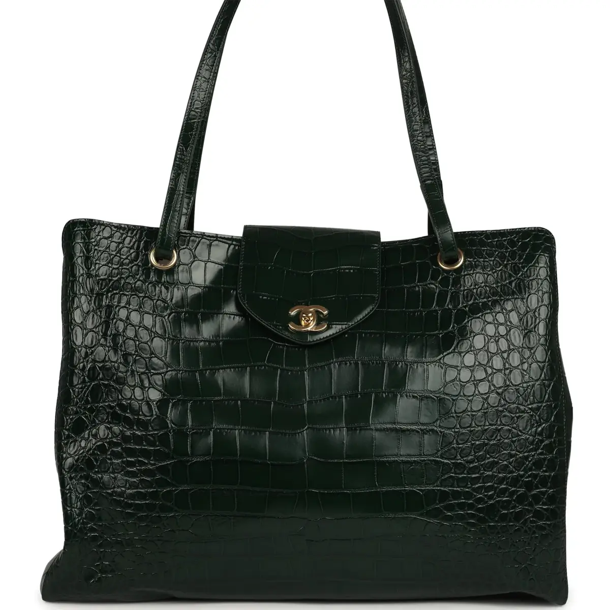 Chanel Chanel XXL "It Girl" Shopping Tote Dark Green Croc Embossed Calfskin Gold Hardware | Image 1 Chanel Chanel XXL "It Girl" Shopping Tote Dark Green Croc Embossed Calfskin Gold Hardware | Image 1