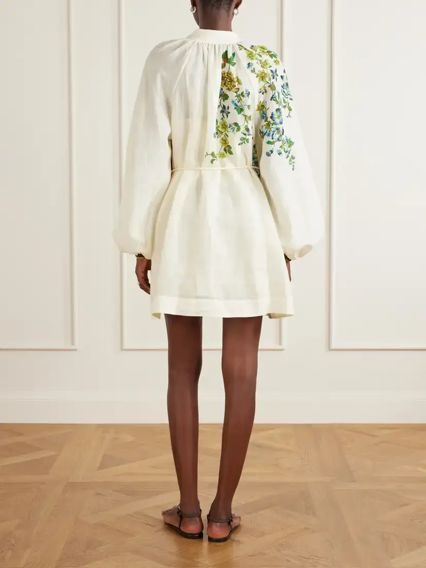 ALÉMAIS Phyllis Flower-print Ramie Mini Dress | Thumbnail 3 ALÉMAIS Phyllis Flower-print Ramie Mini Dress | Thumbnail 3