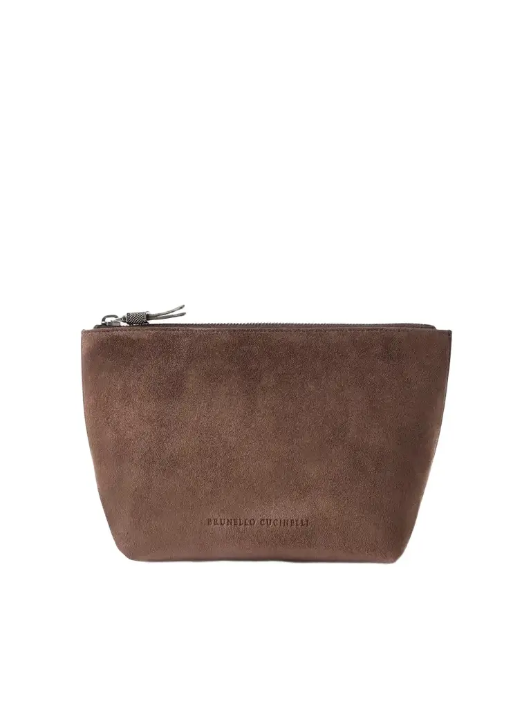 Brunello Cucinelli Suede Cosmetic Case | Image 1 Brunello Cucinelli Suede Cosmetic Case | Image 1