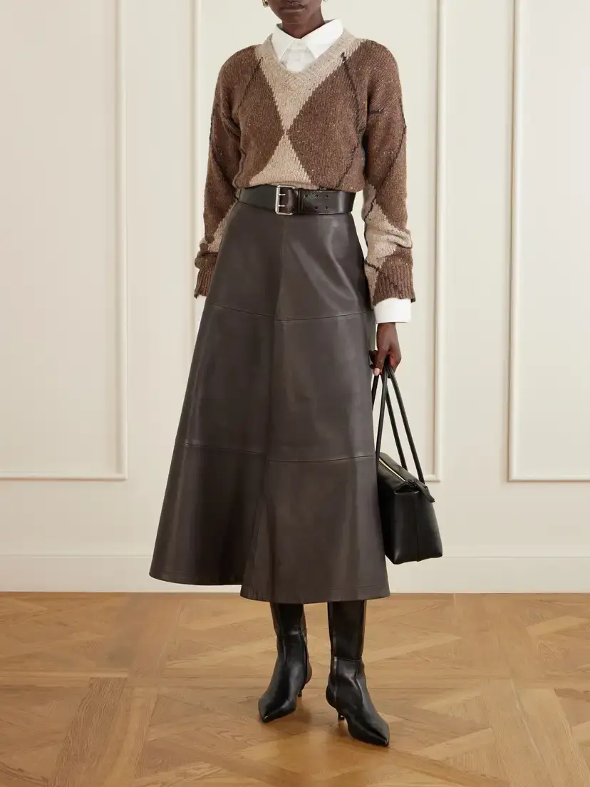 Altuzarra Varda Paneled Leather Midi Skirt | Thumbnail 2 Altuzarra Varda Paneled Leather Midi Skirt | Thumbnail 2