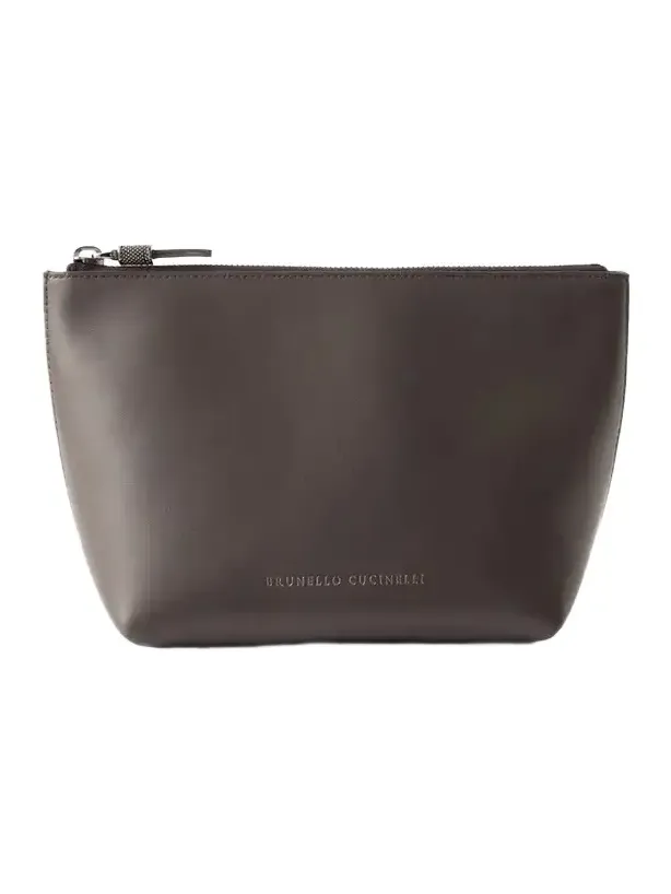Bead-embellished Leather Cosmetic Case