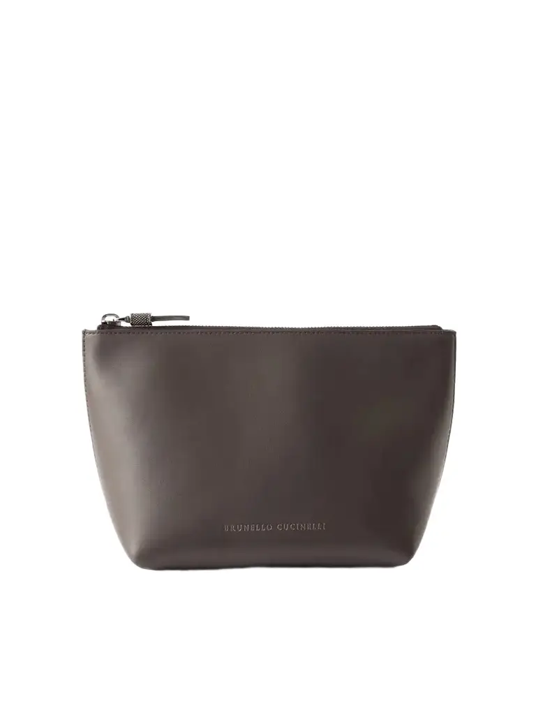 Brunello Cucinelli Bead-embellished Leather Cosmetic Case | Image 1 Brunello Cucinelli Bead-embellished Leather Cosmetic Case | Image 1