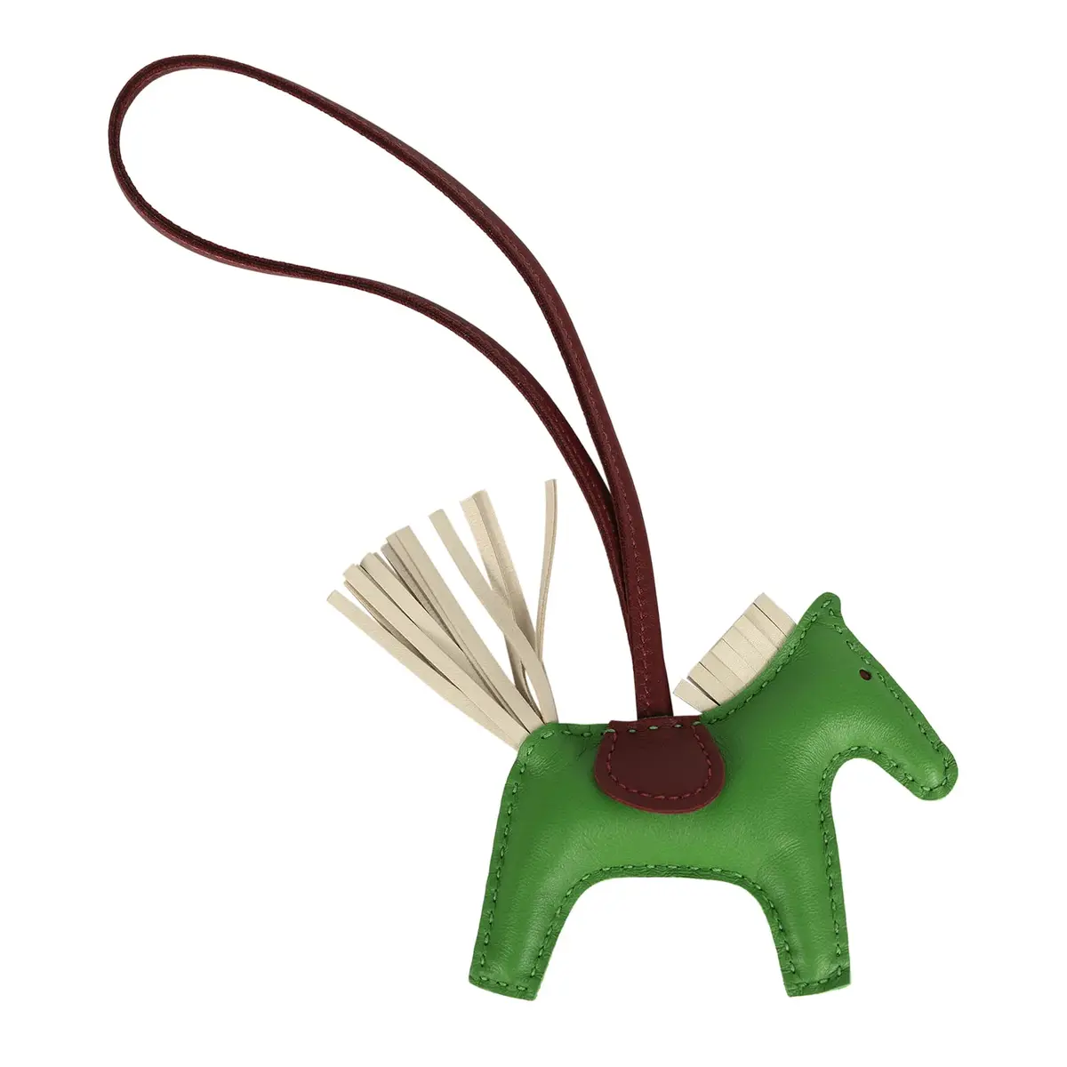 HERMÈS Hermes Rodeo Bag Charm PM Vert Yucca, Craie, Rouge H Milo Lambskin | Thumbnail 2