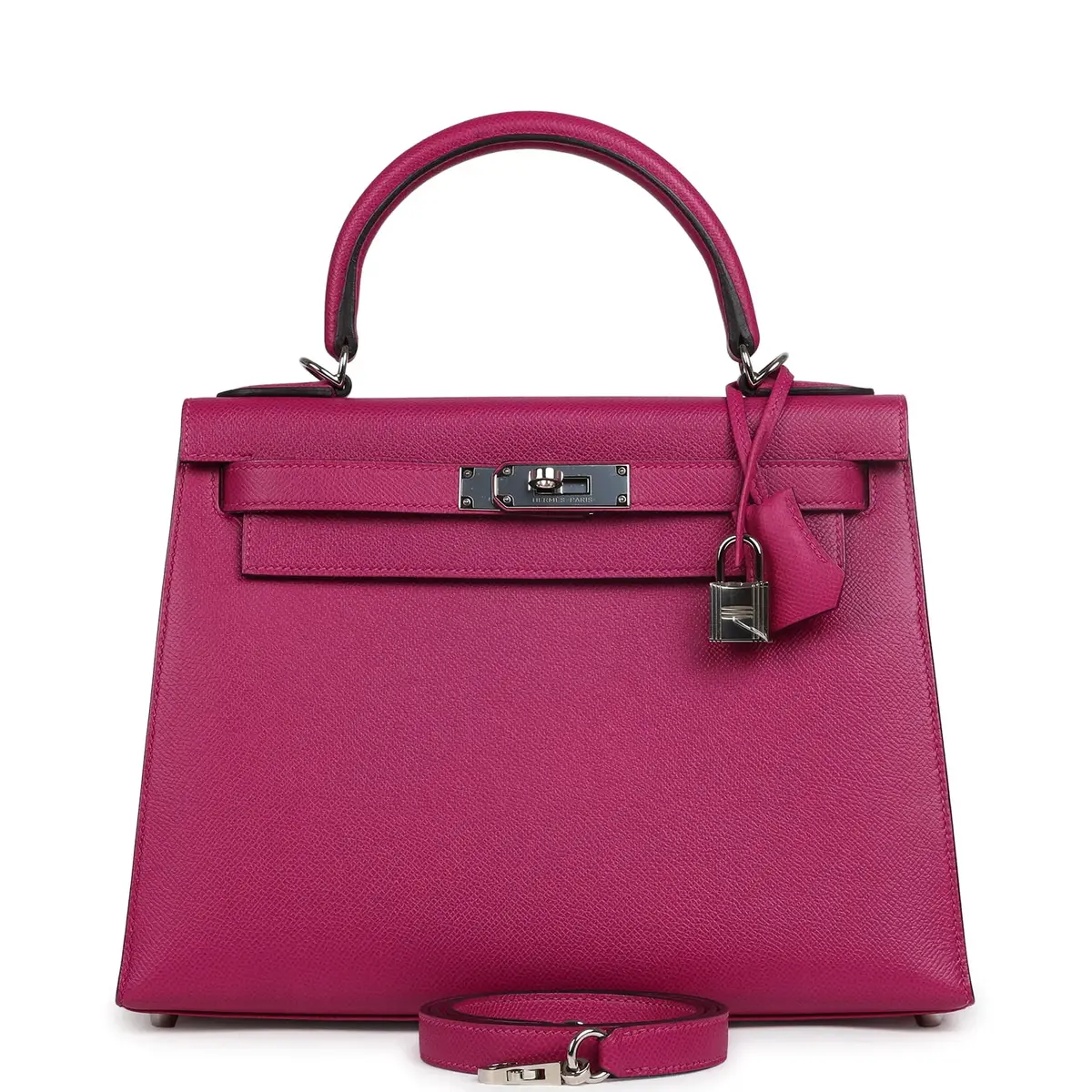 HERMÈS Pre-owned Hermes Kelly Sellier 28 Rose Pourpre Epsom Palladium Hardware | Image 1 HERMÈS Pre-owned Hermes Kelly Sellier 28 Rose Pourpre Epsom Palladium Hardware | Image 1