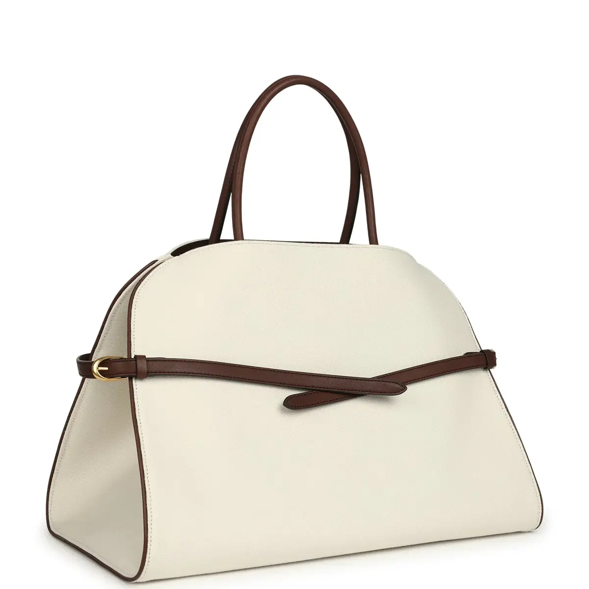 The Row The Row Margaux 15 Ceinture Bag Ivory Canvas, Kentucky Saddle Gold Hardware | Thumbnail 2 The Row The Row Margaux 15 Ceinture Bag Ivory Canvas, Kentucky Saddle Gold Hardware | Thumbnail 2