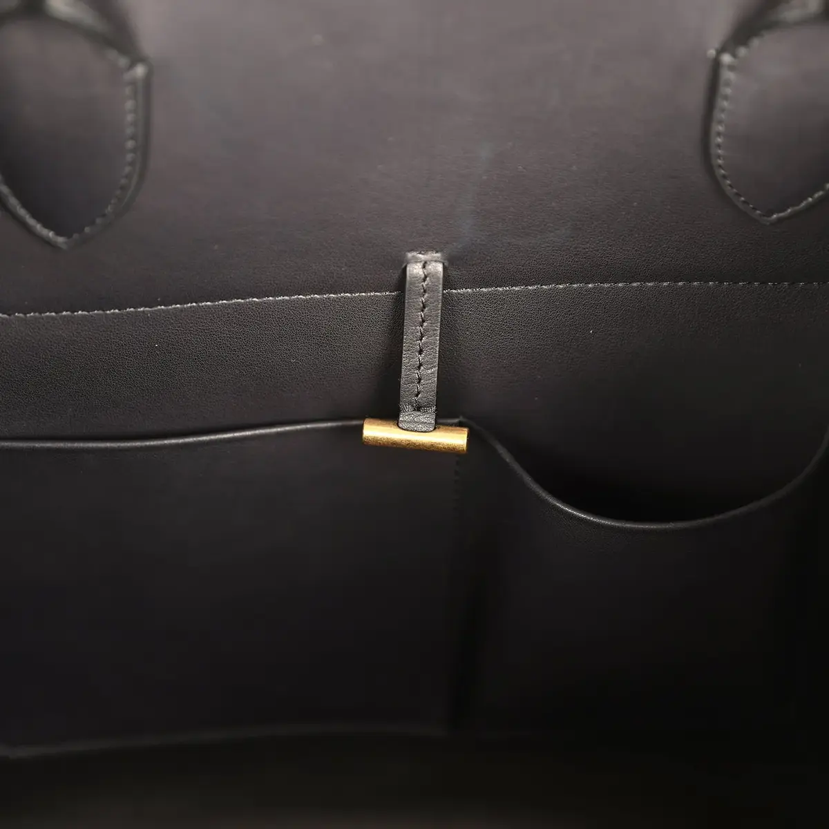 The Row The Row Margaux 17 Ceinture Bag Dark Brown Canvas, Black Saddle Gold Hardware | Thumbnail 9 The Row The Row Margaux 17 Ceinture Bag Dark Brown Canvas, Black Saddle Gold Hardware | Thumbnail 9