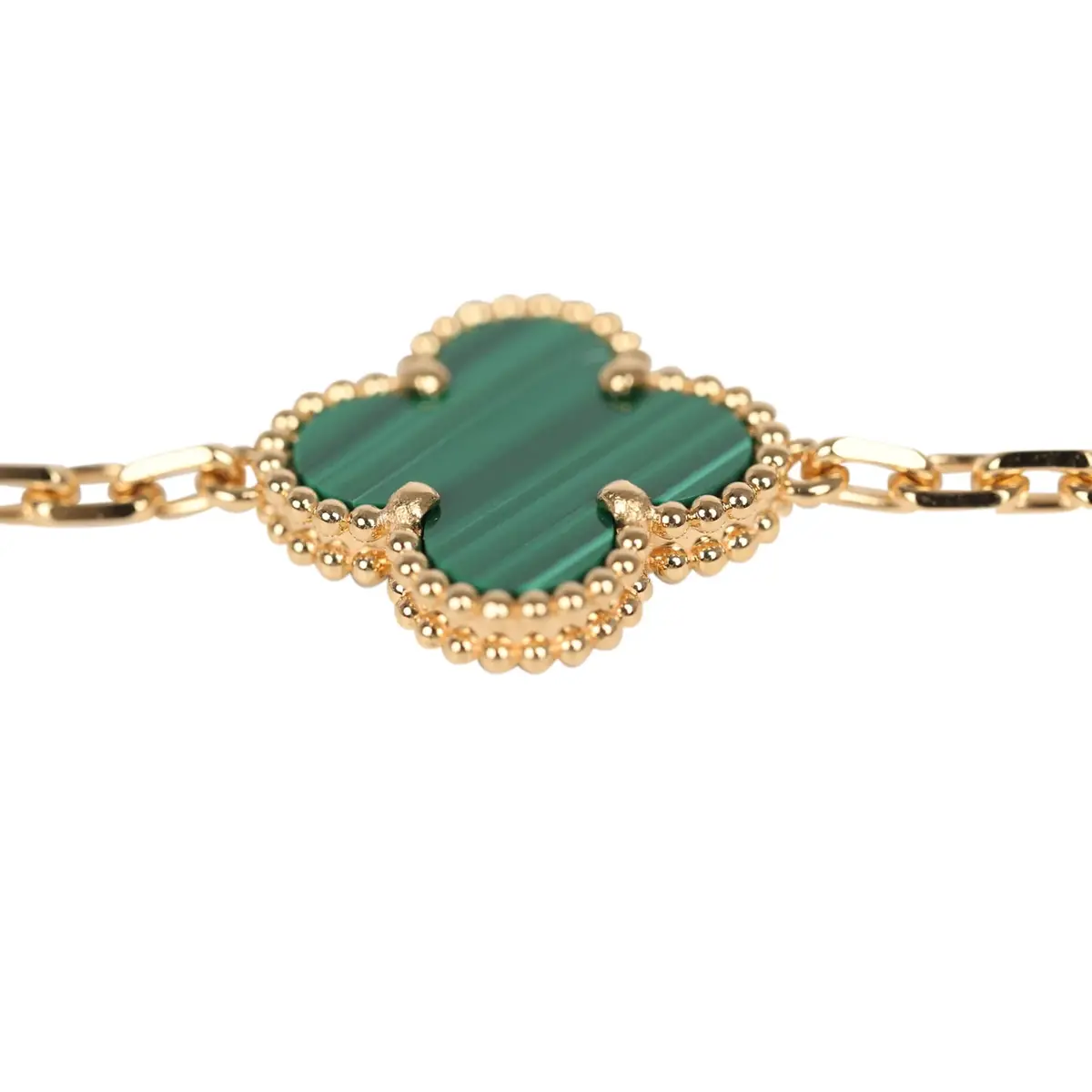 Van Cleef & Arpels Van Cleef & Arpels Vintage Alhambra 5 Motif Bracelet Malachite 18K Yellow Gold | Thumbnail 3 Van Cleef & Arpels Van Cleef & Arpels Vintage Alhambra 5 Motif Bracelet Malachite 18K Yellow Gold | Thumbnail 3