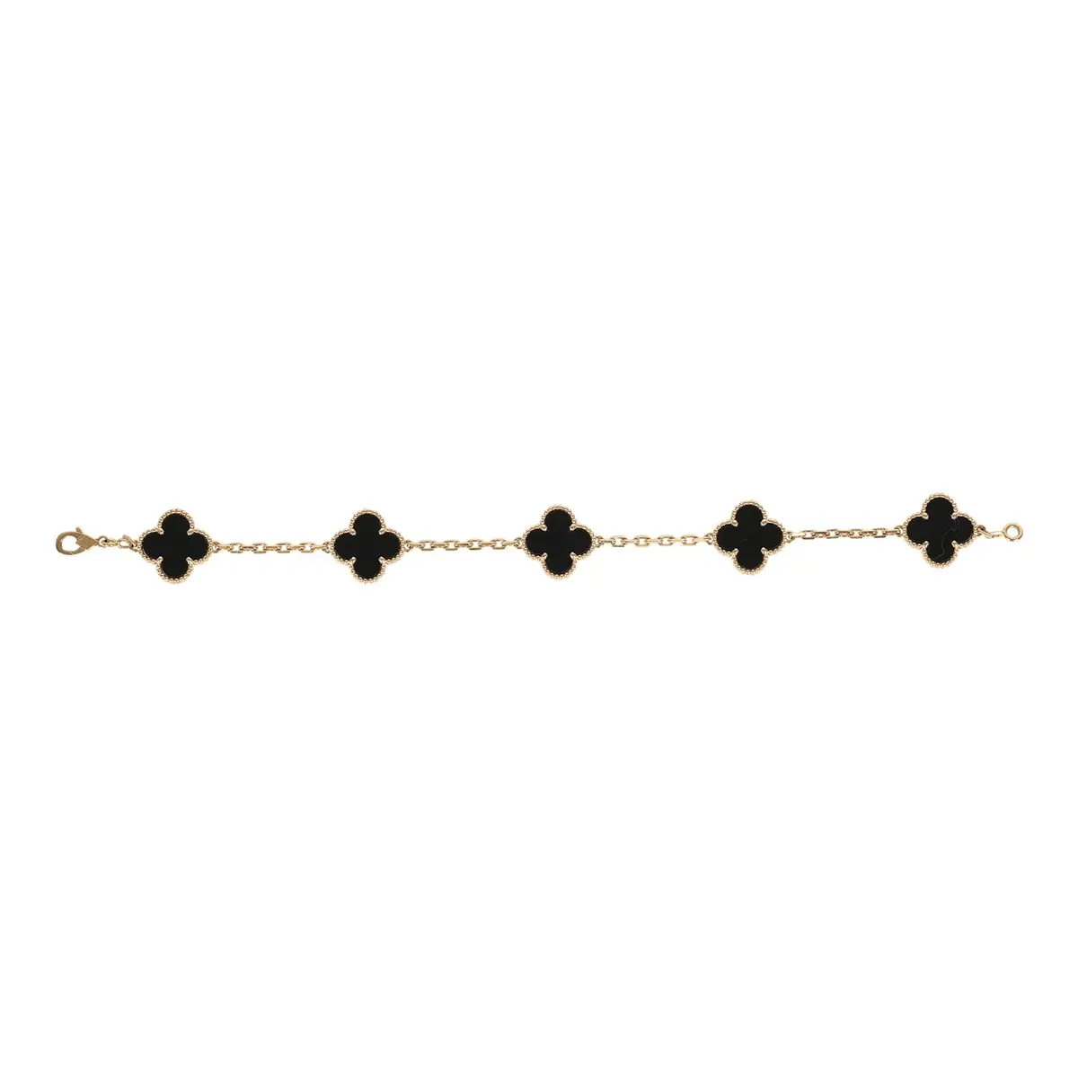 Van Cleef & Arpels Van Cleef & Arpels Vintage Alhambra 5 Motif Bracelet Onyx 18K Yellow Gold | Thumbnail 2 Van Cleef & Arpels Van Cleef & Arpels Vintage Alhambra 5 Motif Bracelet Onyx 18K Yellow Gold | Thumbnail 2