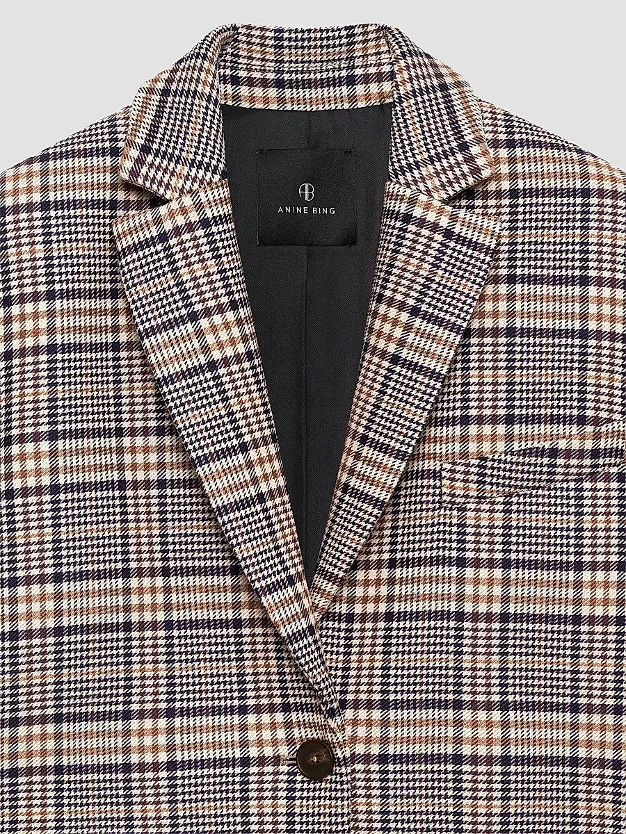 Anine Bing Women's Quinn Plaid Oversized Blazer | Thumbnail 5