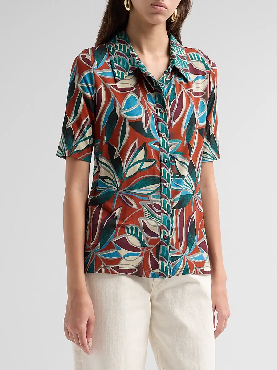 Johnny Was Women's The Janie Favorite Printed Fitted Shirt | Thumbnail 4 Johnny Was Women's The Janie Favorite Printed Fitted Shirt | Thumbnail 4