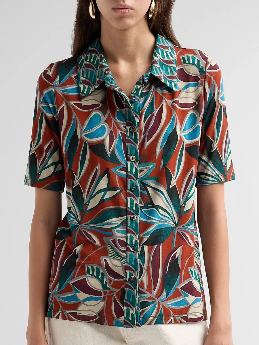 Johnny Was Women's The Janie Favorite Printed Fitted Shirt | Thumbnail 5 Johnny Was Women's The Janie Favorite Printed Fitted Shirt | Thumbnail 5