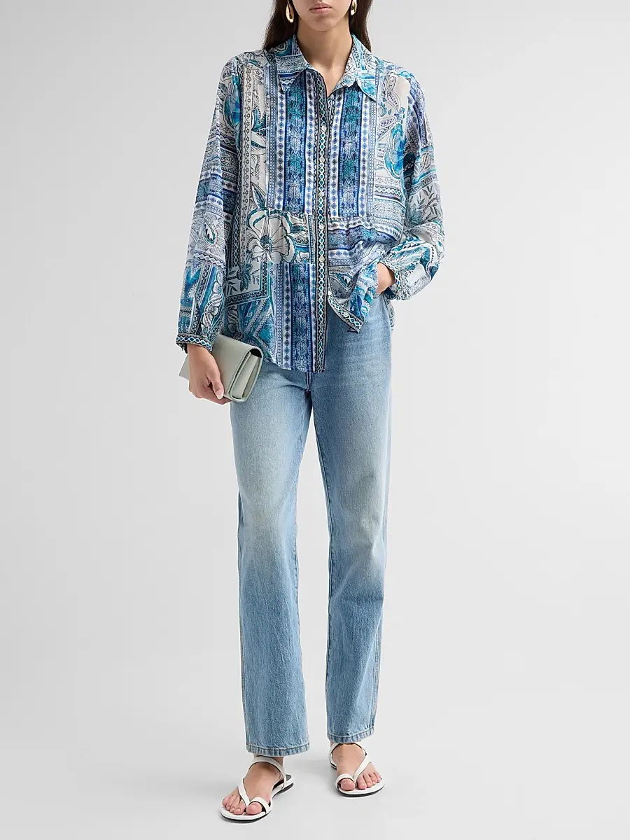 Johnny Was Women's Athene Cotton-Silk Relaxed-Fit Yoke Shirt | Thumbnail 2 Johnny Was Women's Athene Cotton-Silk Relaxed-Fit Yoke Shirt | Thumbnail 2