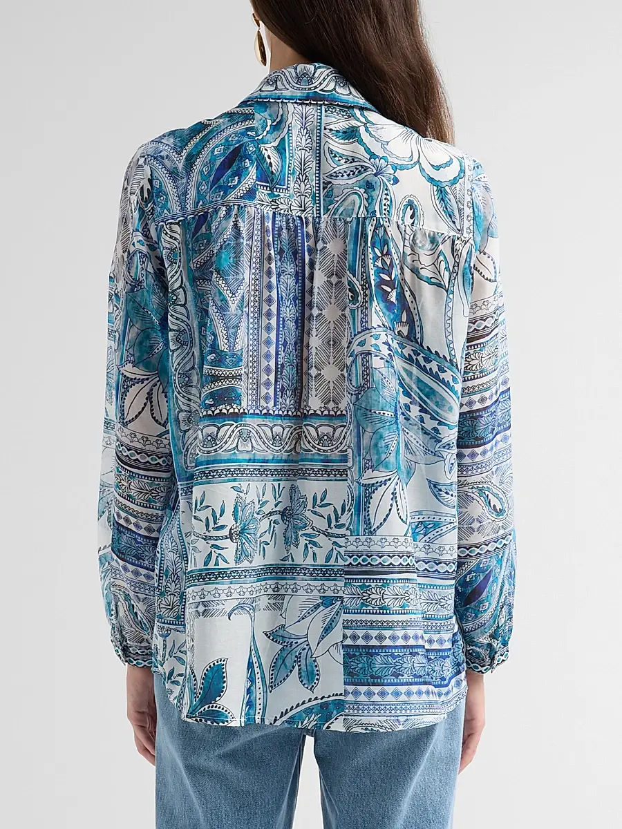 Johnny Was Women's Athene Cotton-Silk Relaxed-Fit Yoke Shirt | Thumbnail 3 Johnny Was Women's Athene Cotton-Silk Relaxed-Fit Yoke Shirt | Thumbnail 3