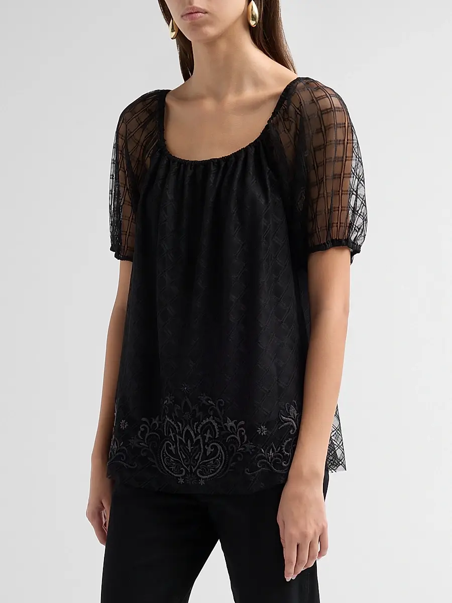 Johnny Was Women's Amarrah Mesh Blouse | Thumbnail 4 Johnny Was Women's Amarrah Mesh Blouse | Thumbnail 4