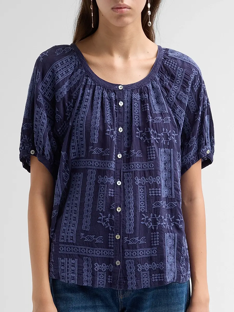 Johnny Was Women's Avah Embroidered Patchwork Blouse | Thumbnail 5 Johnny Was Women's Avah Embroidered Patchwork Blouse | Thumbnail 5