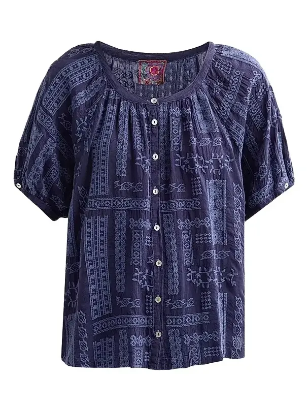 Women's Avah Embroidered Patchwork Blouse