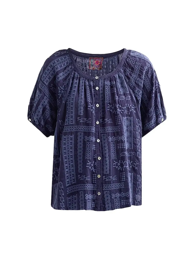 Johnny Was Women's Avah Embroidered Patchwork Blouse - Blue Night | Image 1 Johnny Was Women's Avah Embroidered Patchwork Blouse - Blue Night | Image 1