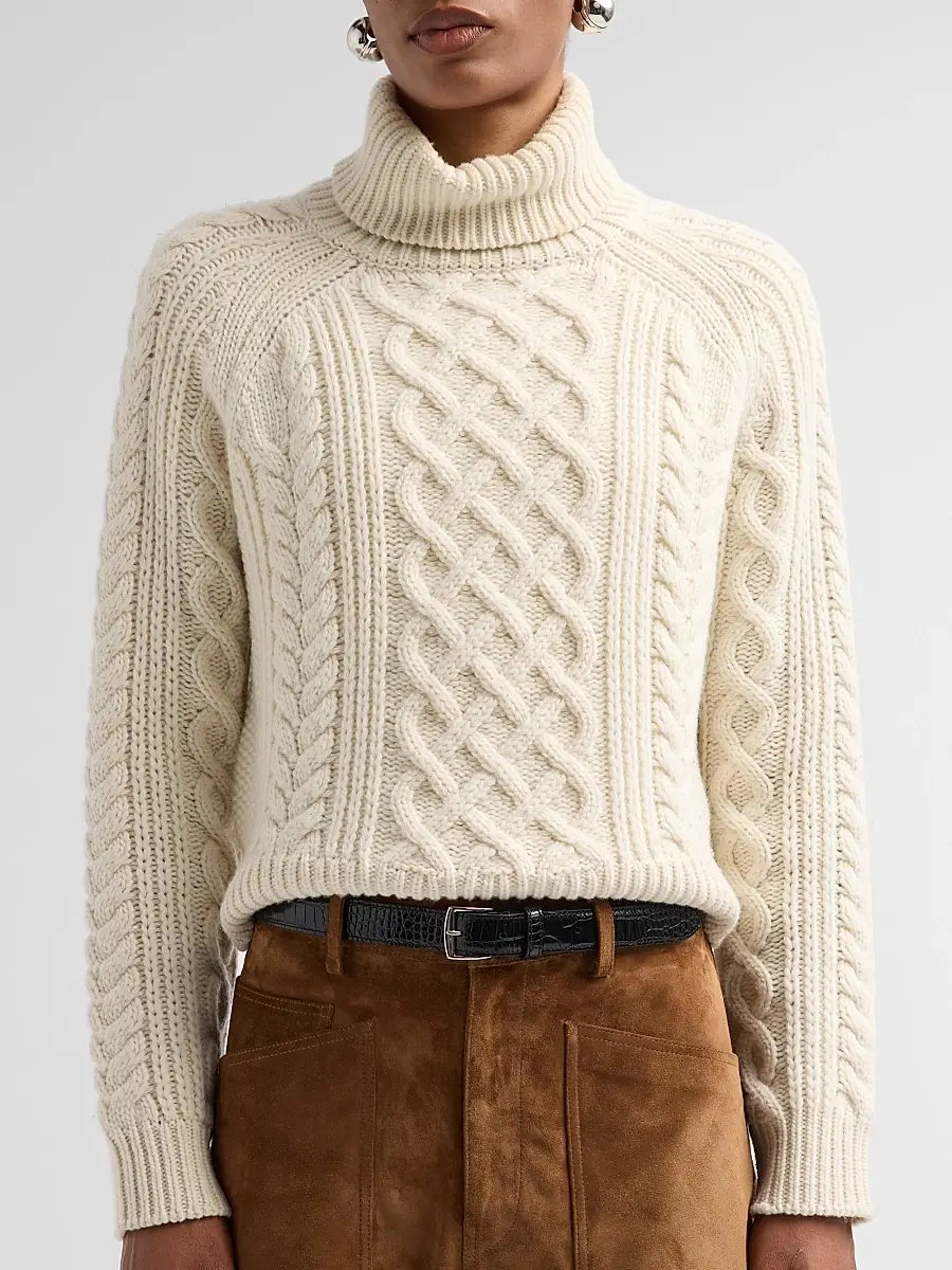 Nili Lotan Women's Ezren Wool Cable-Knit Sweater | Thumbnail 5