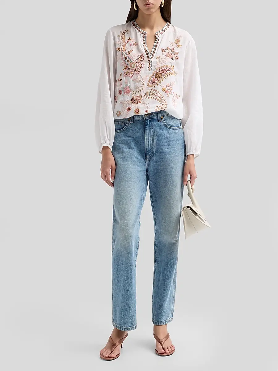 Johnny Was Women's Lyora Embroidered Relaxed-Fit Swing Blouse | Thumbnail 2 Johnny Was Women's Lyora Embroidered Relaxed-Fit Swing Blouse | Thumbnail 2