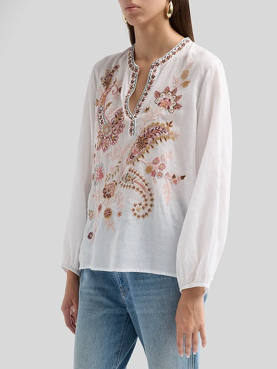 Johnny Was Women's Lyora Embroidered Relaxed-Fit Swing Blouse | Thumbnail 4 Johnny Was Women's Lyora Embroidered Relaxed-Fit Swing Blouse | Thumbnail 4
