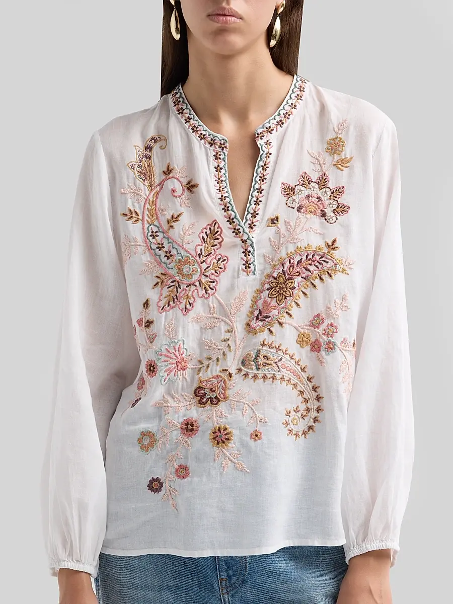 Johnny Was Women's Lyora Embroidered Relaxed-Fit Swing Blouse | Thumbnail 5 Johnny Was Women's Lyora Embroidered Relaxed-Fit Swing Blouse | Thumbnail 5