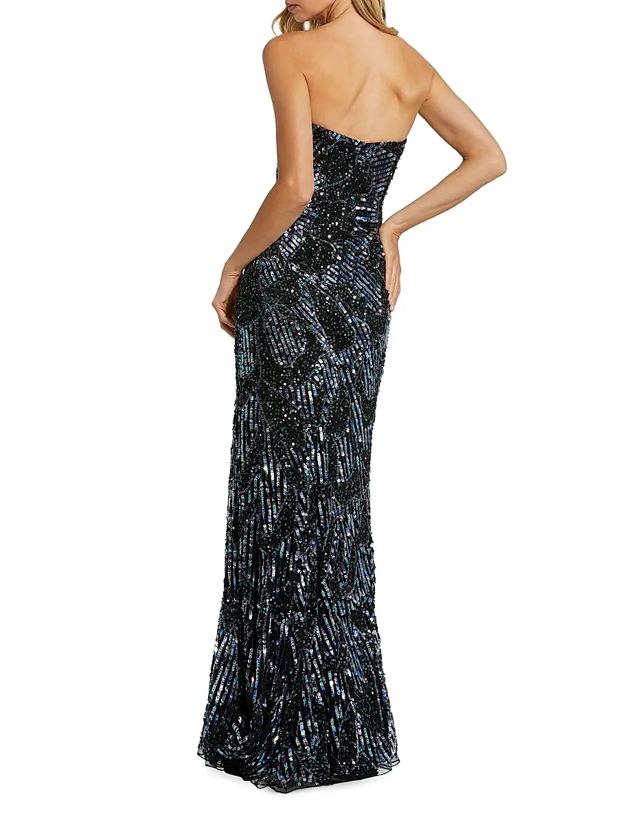 Mac Duggal Women's Sequined Petal Strapless Column Gown | Thumbnail 2 Mac Duggal Women's Sequined Petal Strapless Column Gown | Thumbnail 2