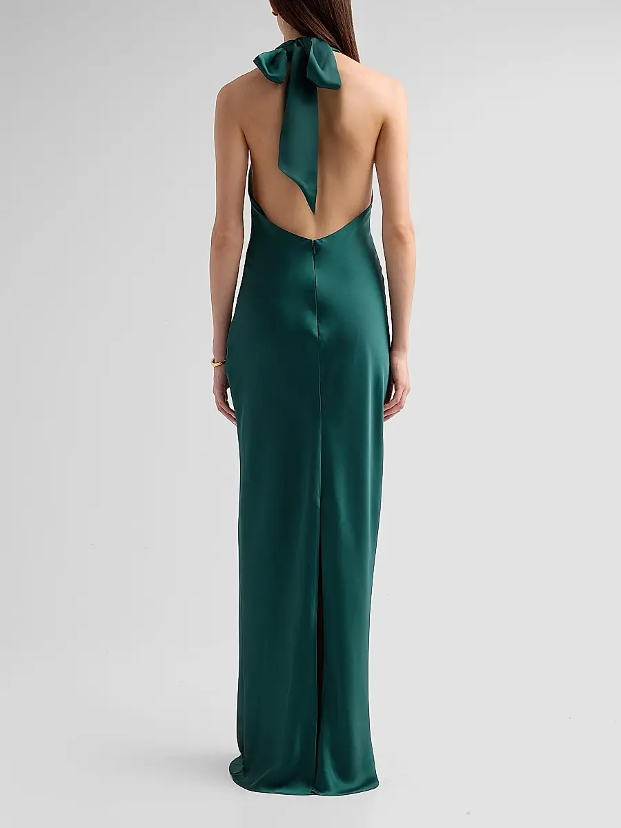 Ramy Brook Women's Tatiana High-Neck Satin Gown | Thumbnail 3 Ramy Brook Women's Tatiana High-Neck Satin Gown | Thumbnail 3