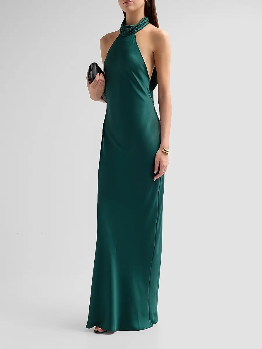 Ramy Brook Women's Tatiana High-Neck Satin Gown | Thumbnail 4 Ramy Brook Women's Tatiana High-Neck Satin Gown | Thumbnail 4