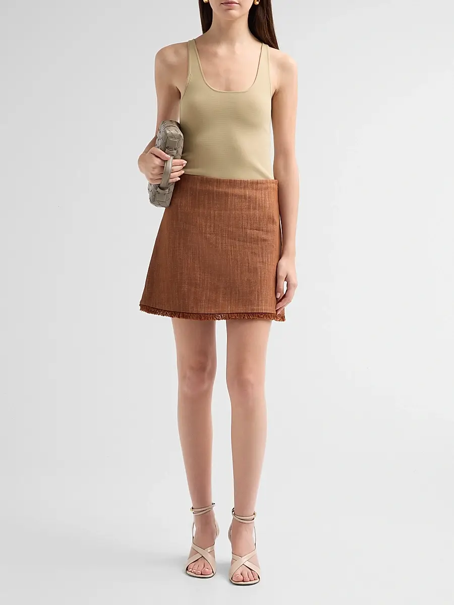 PRABAL GURUNG Women's Denim Fringe Miniskirt | Thumbnail 2
