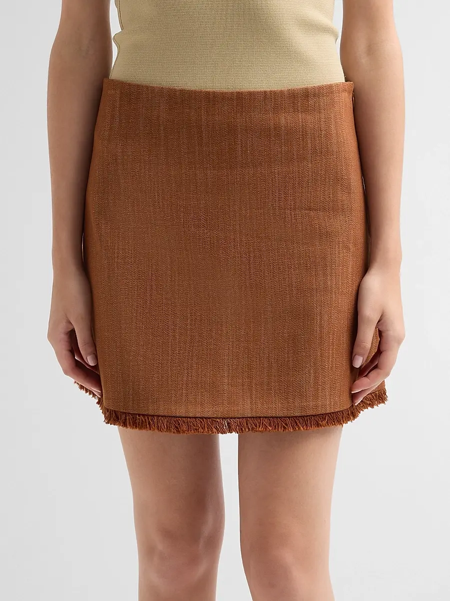 PRABAL GURUNG Women's Denim Fringe Miniskirt | Thumbnail 5