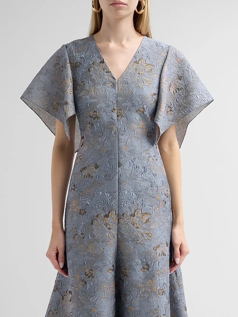 PRABAL GURUNG Women's Jacquard Handkerchief Hem Midi Dress | Thumbnail 5 PRABAL GURUNG Women's Jacquard Handkerchief Hem Midi Dress | Thumbnail 5