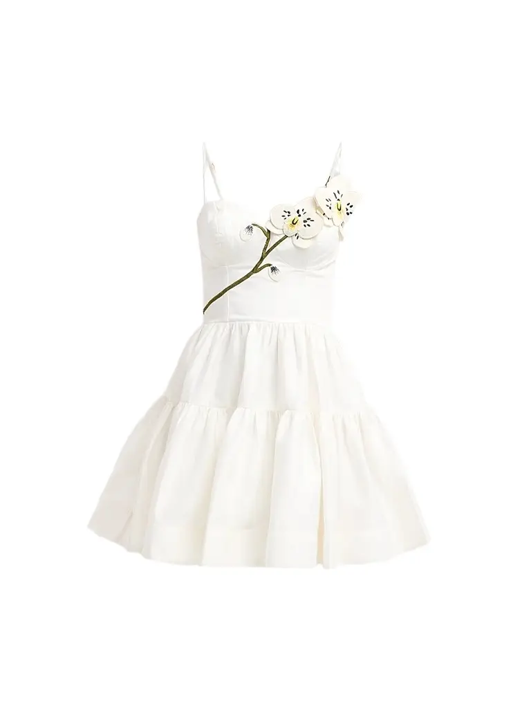 PatBo Women's Blossom Poplin Orchid Mini Dress - Off White - Size 8 | Image 1 PatBo Women's Blossom Poplin Orchid Mini Dress - Off White - Size 8 | Image 1