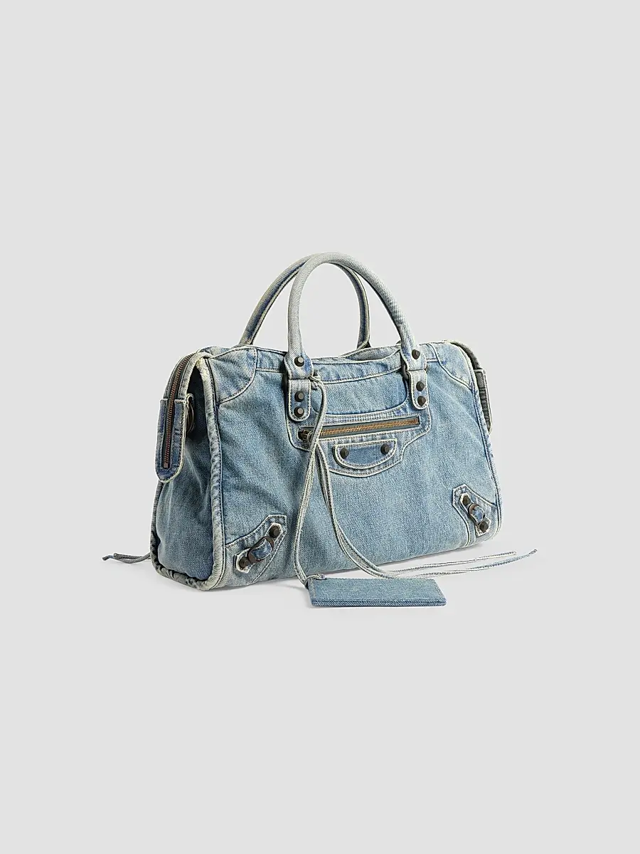 Balenciaga Women's Le City Denim Medium Top Handle Bag - Blue | Thumbnail 2 Balenciaga Women's Le City Denim Medium Top Handle Bag - Blue | Thumbnail 2