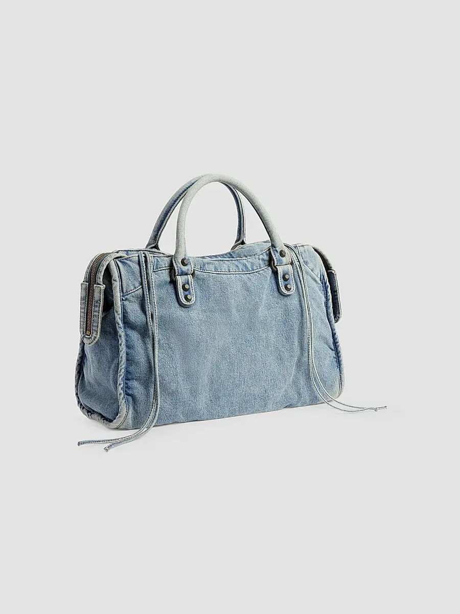 Balenciaga Women's Le City Denim Medium Top Handle Bag - Blue | Thumbnail 3 Balenciaga Women's Le City Denim Medium Top Handle Bag - Blue | Thumbnail 3