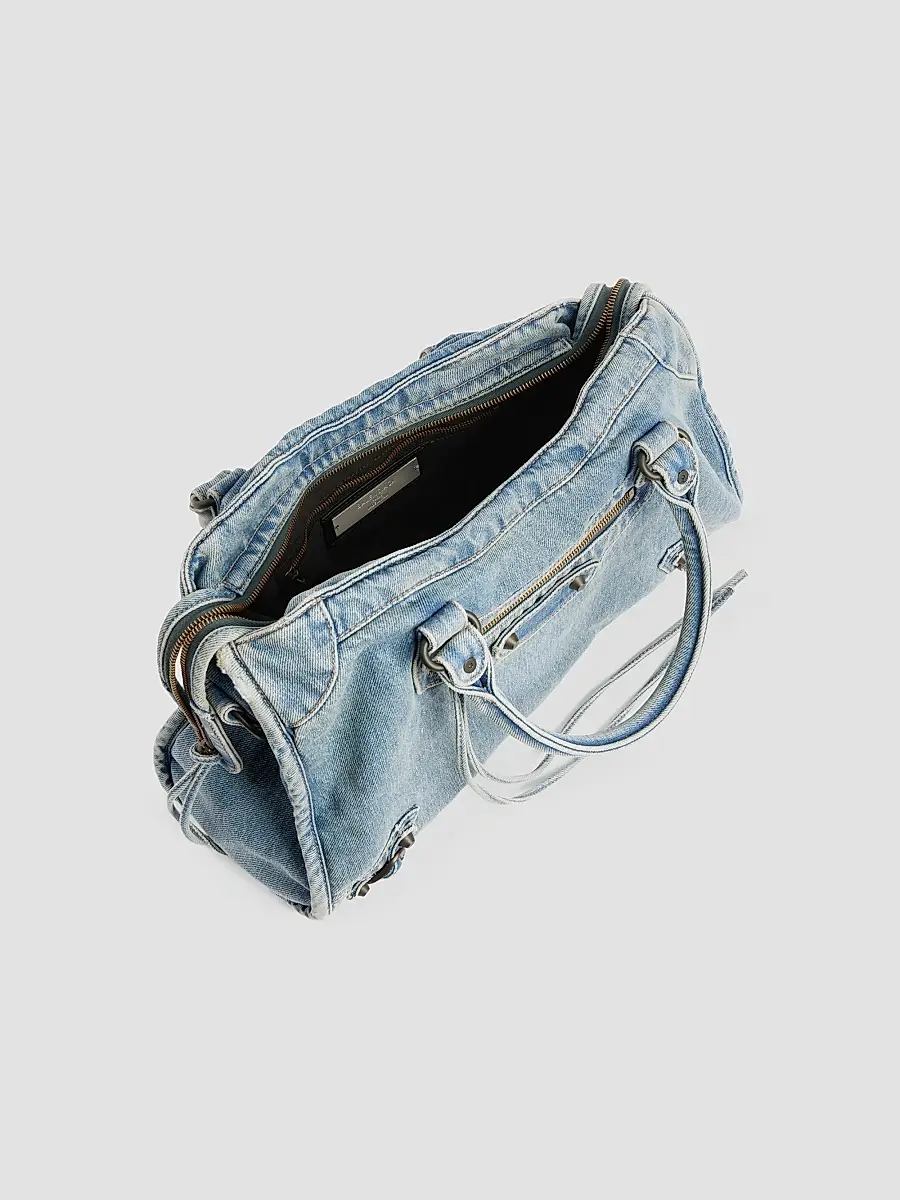 Balenciaga Women's Le City Denim Medium Top Handle Bag - Blue | Thumbnail 4 Balenciaga Women's Le City Denim Medium Top Handle Bag - Blue | Thumbnail 4