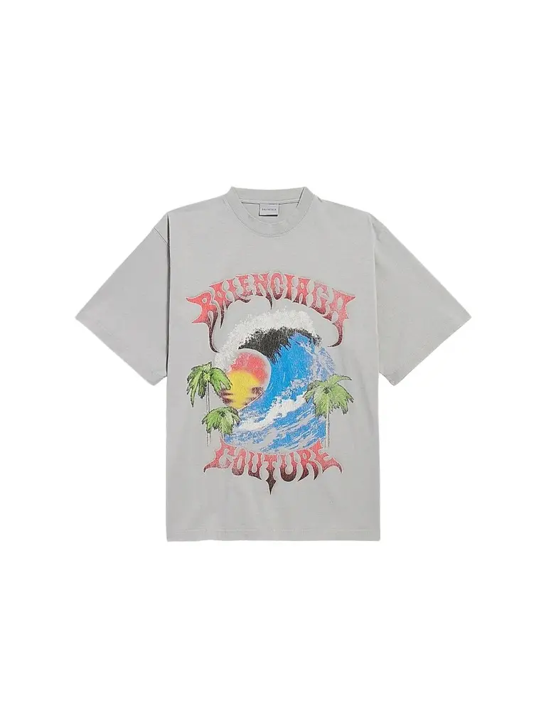 Balenciaga Men's Vintage Surfer Oversized T-Shirt - Grey | Image 1 Balenciaga Men's Vintage Surfer Oversized T-Shirt - Grey | Image 1