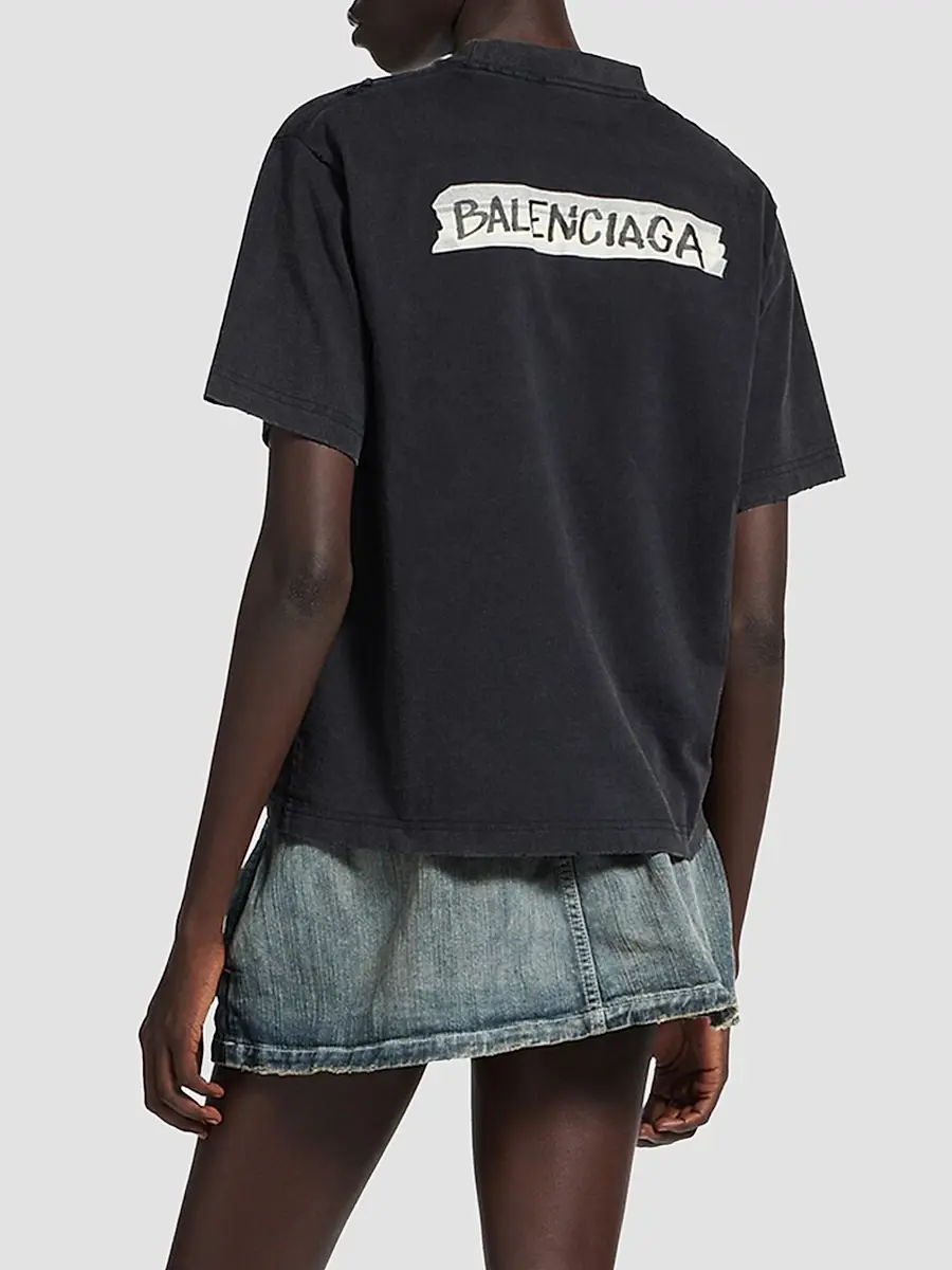 Balenciaga Women's Masking Tape Medium Fit T-Shirt | Thumbnail 4 Balenciaga Women's Masking Tape Medium Fit T-Shirt | Thumbnail 4
