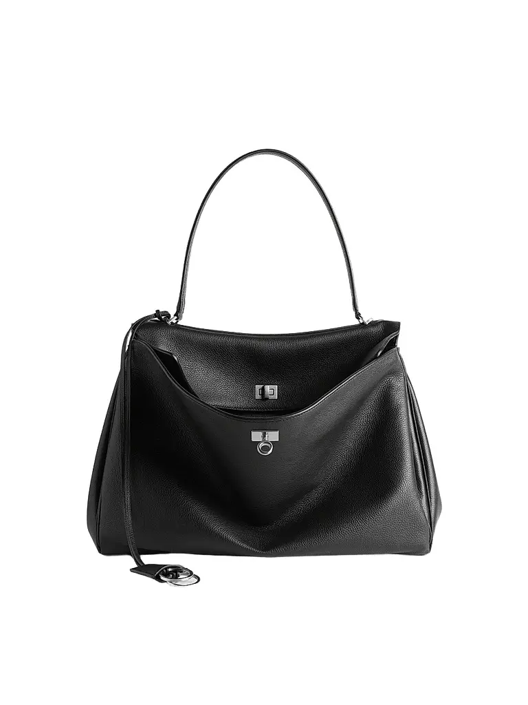 Balenciaga Women's Rodeo Grained Calfskin Top Handle Bag - Black | Image 1 Balenciaga Women's Rodeo Grained Calfskin Top Handle Bag - Black | Image 1