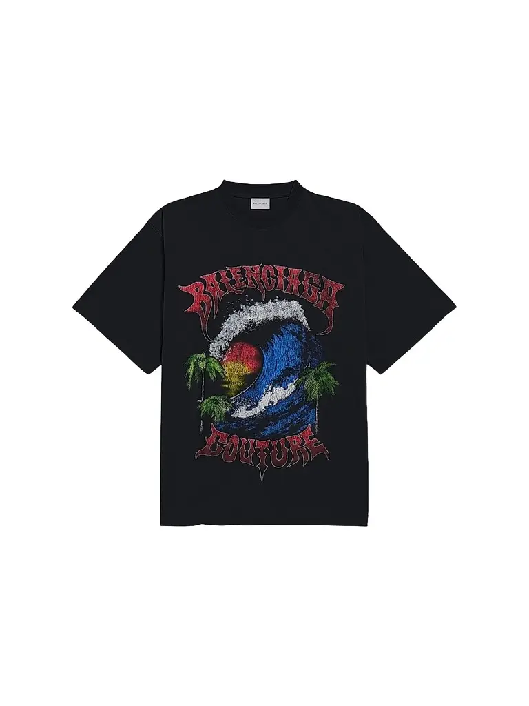 Balenciaga Men's Vintage Surfer Oversized T-Shirt - Black | Image 1 Balenciaga Men's Vintage Surfer Oversized T-Shirt - Black | Image 1