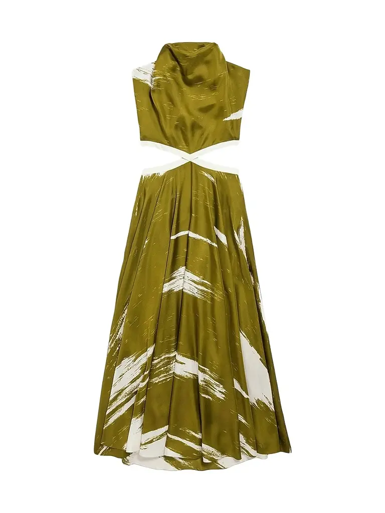 Balenciaga Women's Brush Scratch Cut-Out Dress - Green Multi | Image 1 Balenciaga Women's Brush Scratch Cut-Out Dress - Green Multi | Image 1